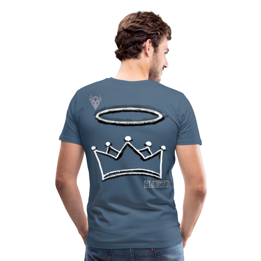 Man T-Shirt Crown and Ring Light - Blaugrau