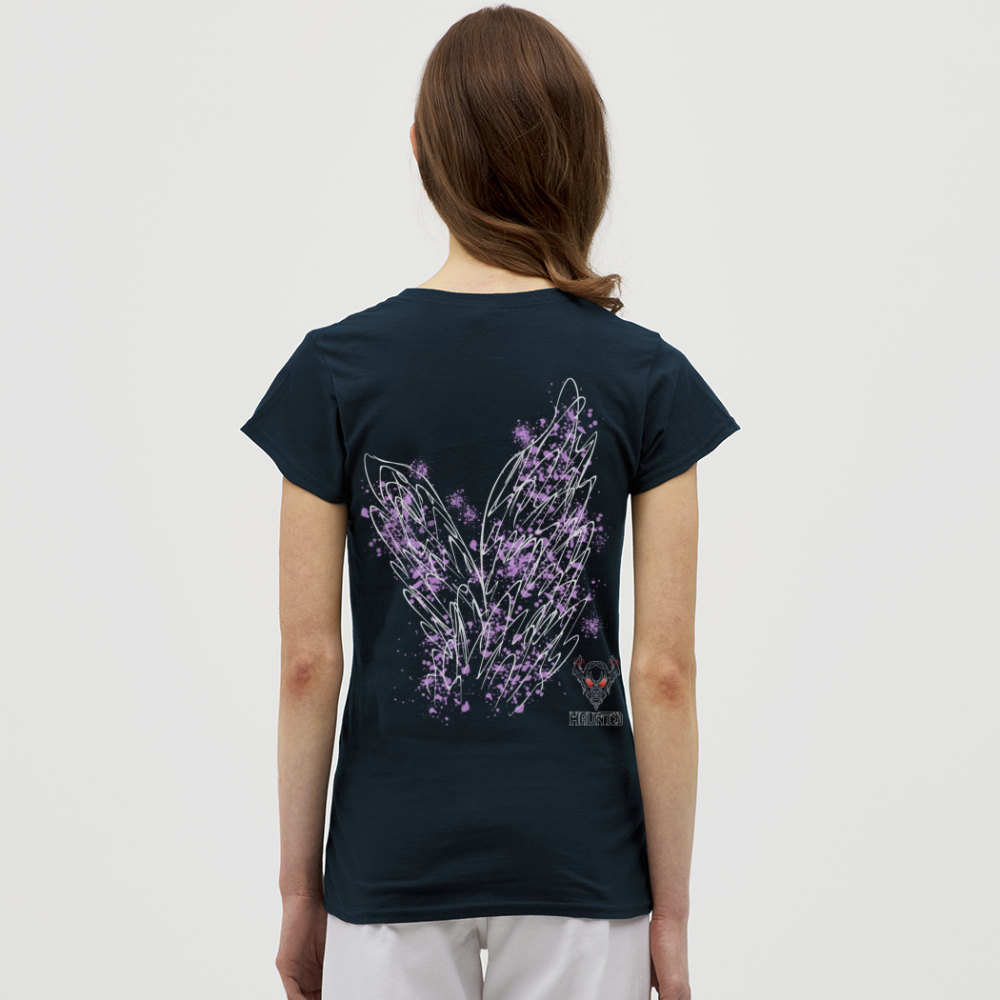 Women T-Shirt Light Purple Wings - Navy