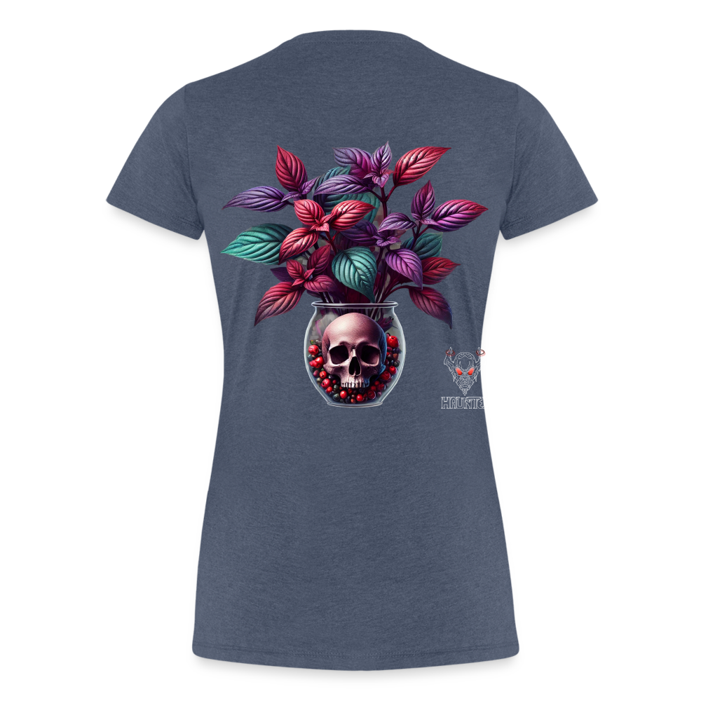 Woman T-Shirt Skull Bloom Vase - Blau meliert