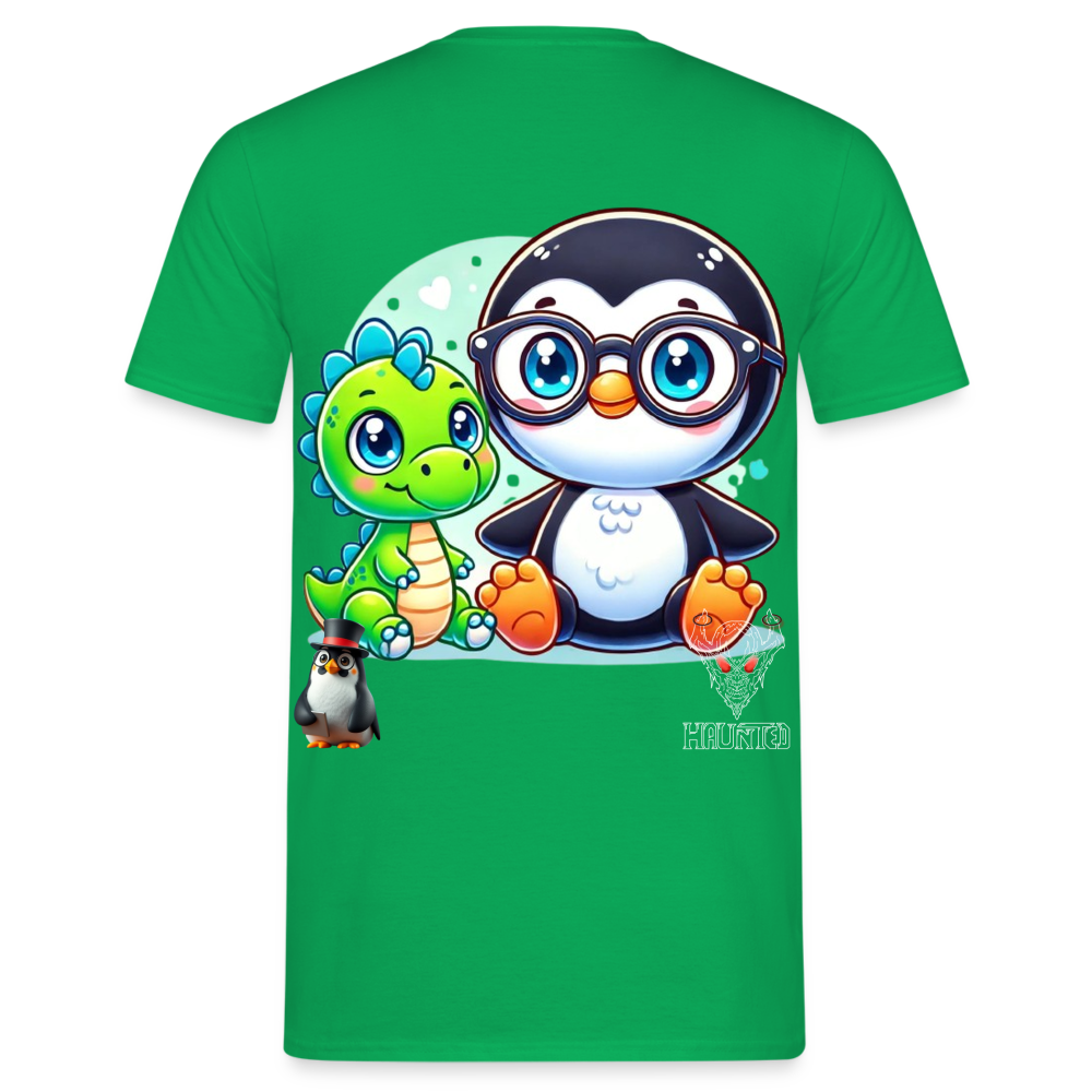 Men T-Shirt KasPenguin with Dinosaur - Kelly Green