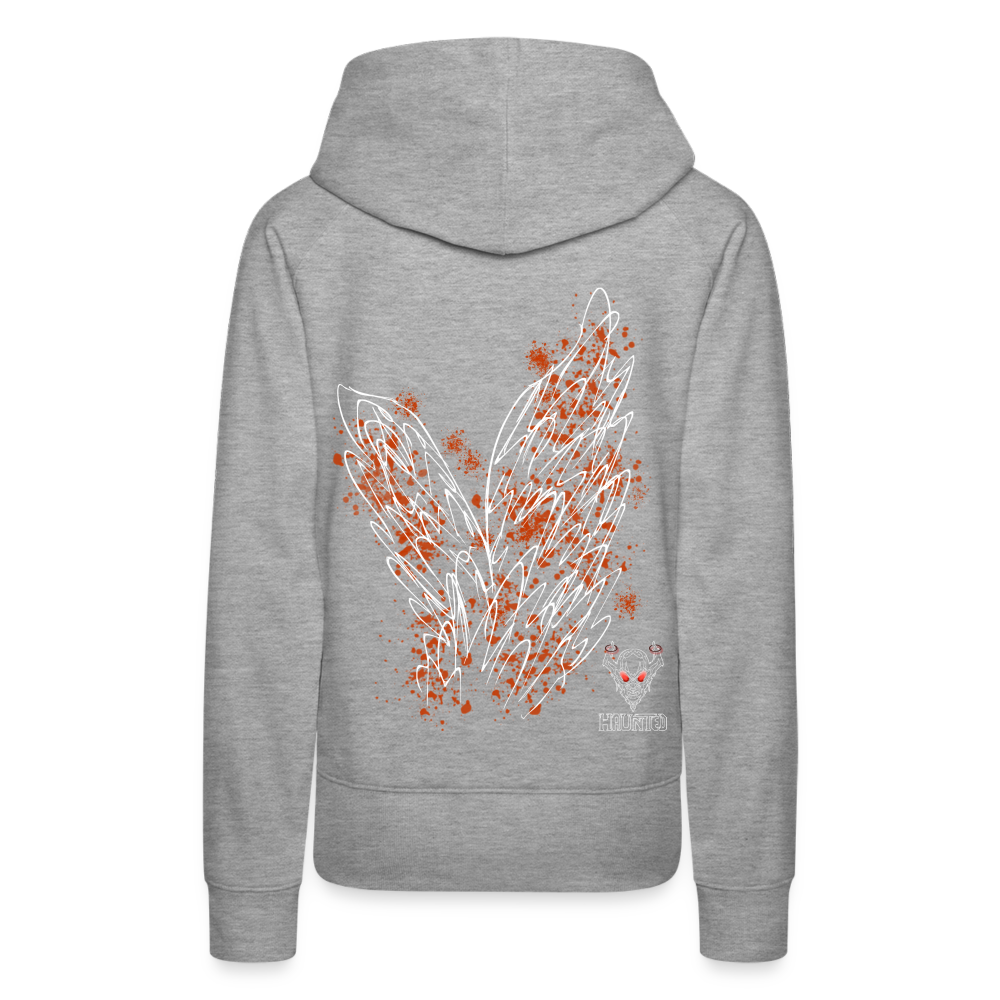 Women Hoodie Orange Wings - Grau meliert