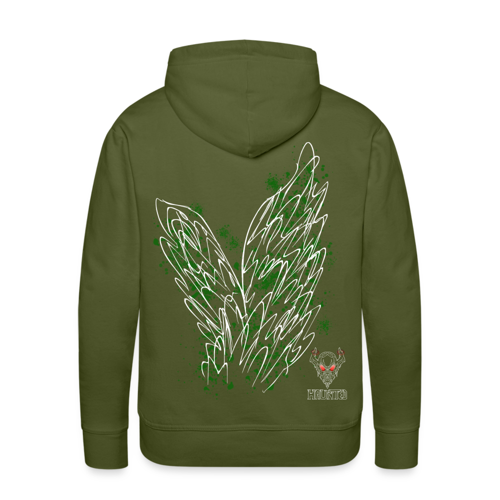 Men Hoodie Dark Green Wings - Olivgrün