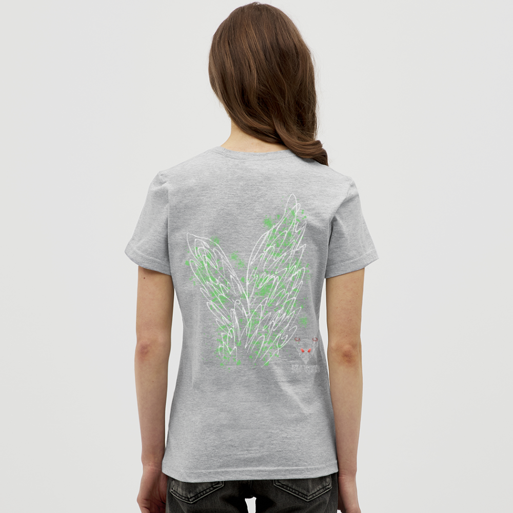 Women T-Shirt Light Green Wings - Grau meliert