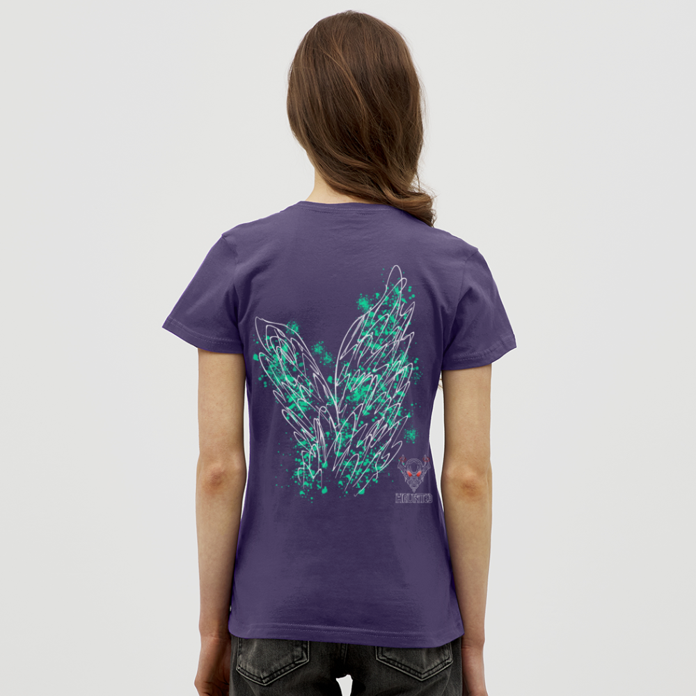 Women T-Shirt Turquoise Wings - Dunkellila