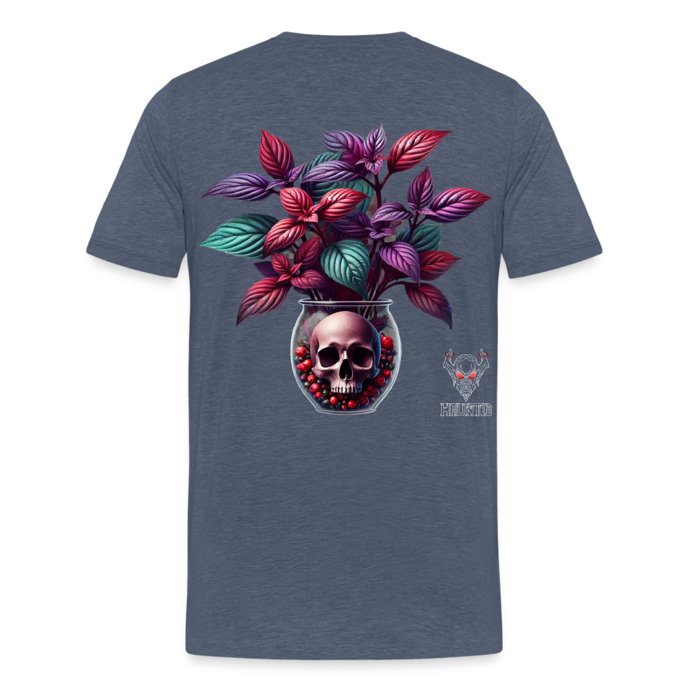 Men T-Shirt Skull Bloom Vase - Blau meliert
