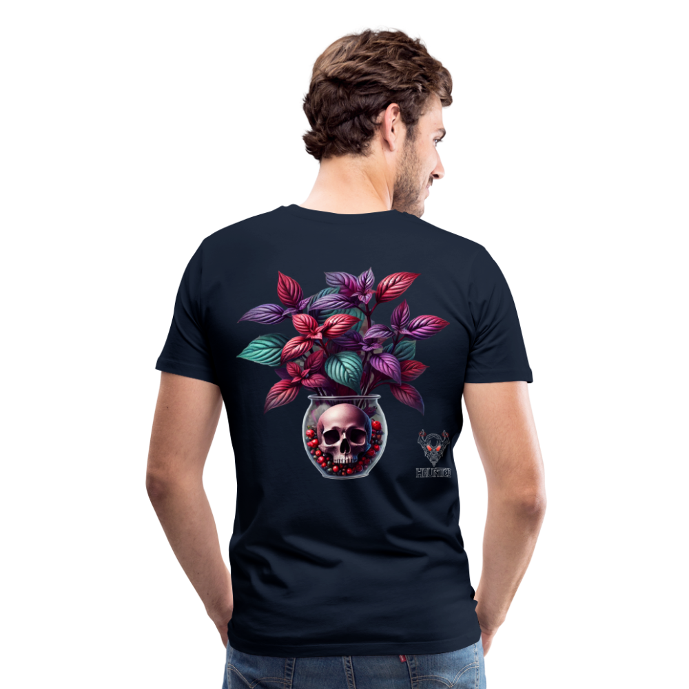 Men T-Shirt Skull Bloom Vase - Navy