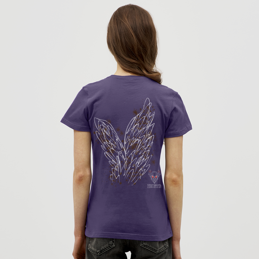 Women T-Shirt Brown Wings - Dunkellila