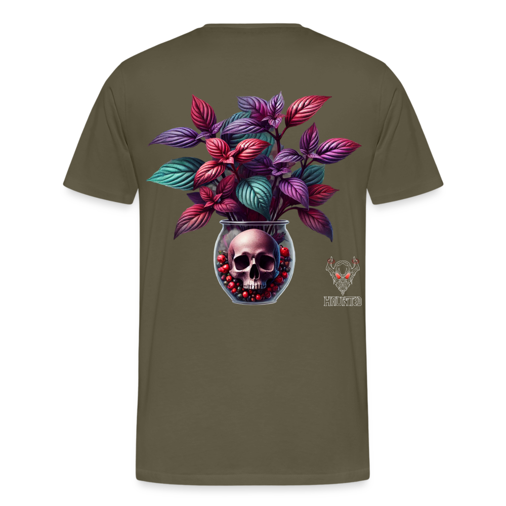 Men T-Shirt Skull Bloom Vase - Khaki