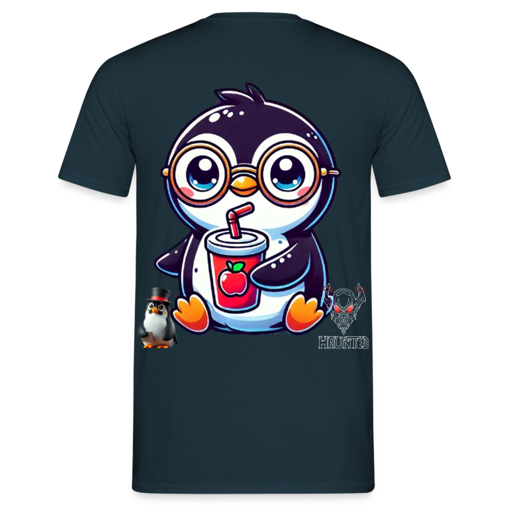 Men T-Shirt KasPenguin with Drink - Navy