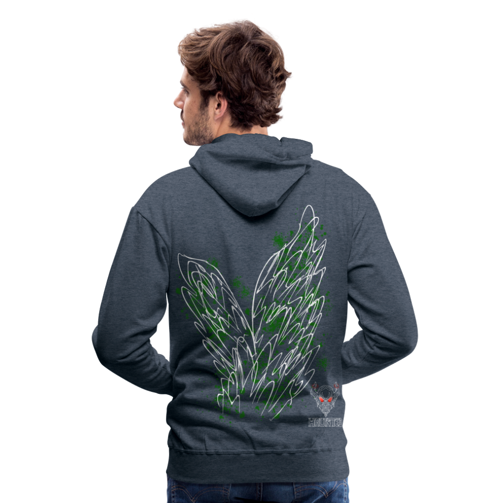 Men Hoodie Dark Green Wings - Jeansblau
