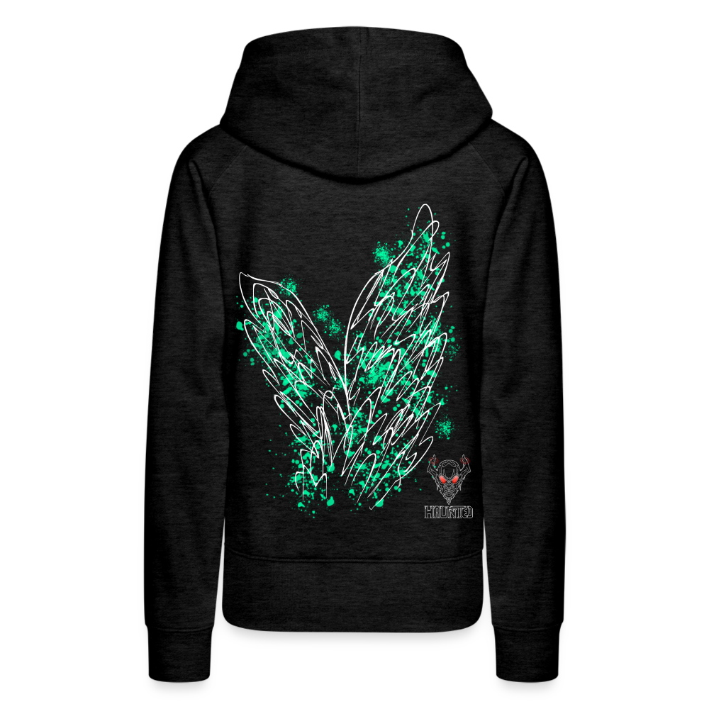 Women Hoodie Turquoise Wings - Anthrazit