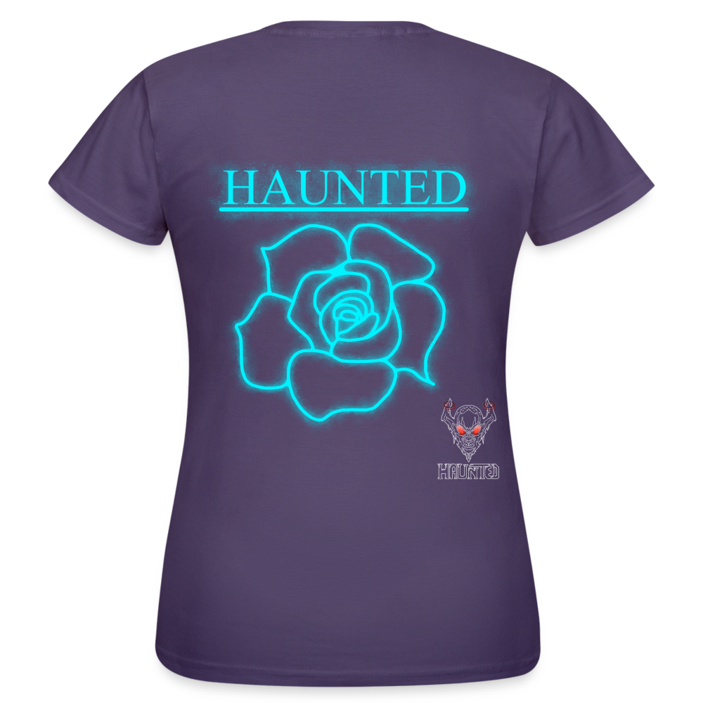 Women T-Shirt Original Neon Rose - Dunkellila