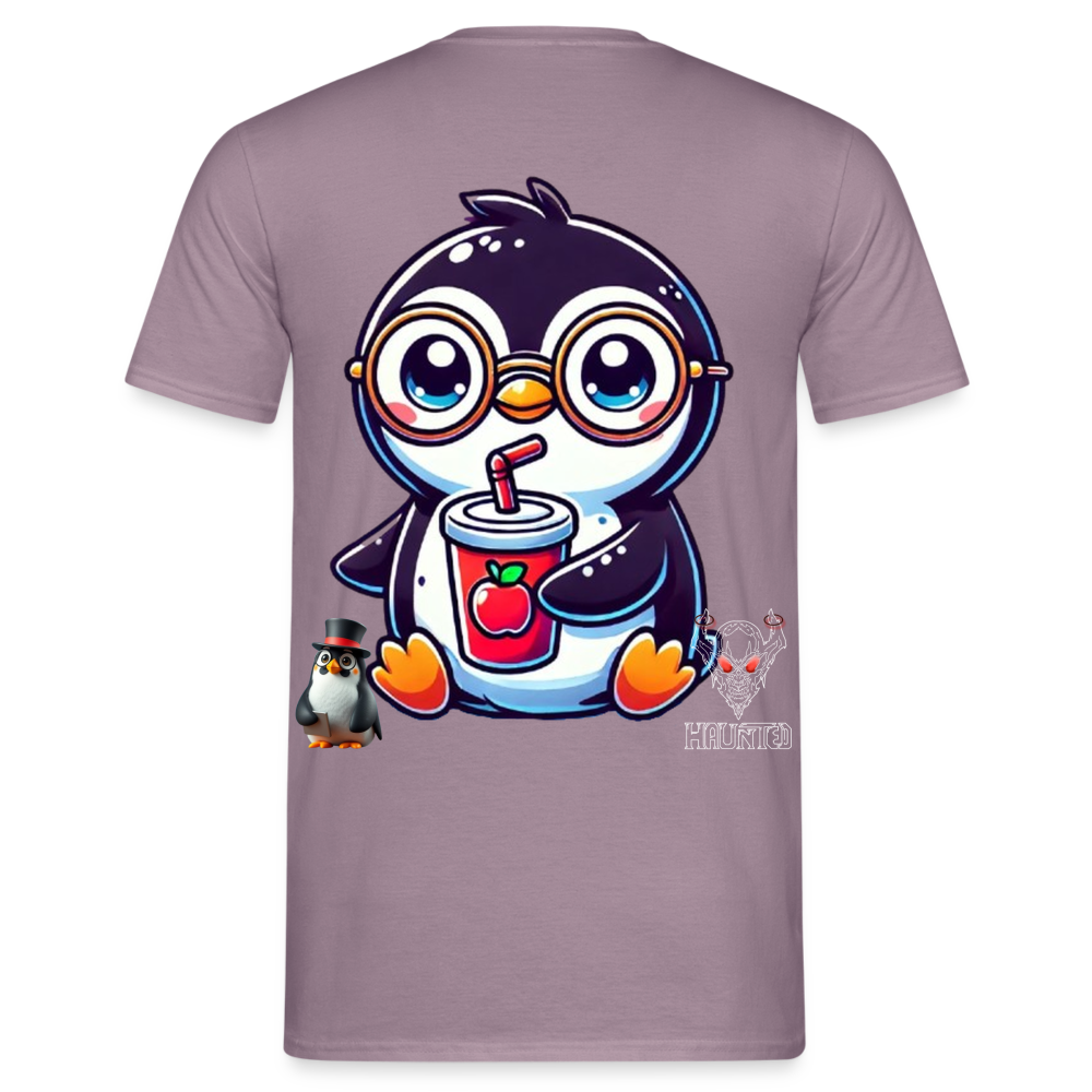 Men T-Shirt KasPenguin with Drink - Lilagrau