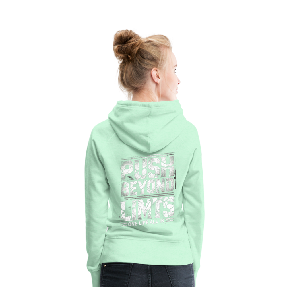 Women Hoodie Push Beyond Limits - helles Mintgrün