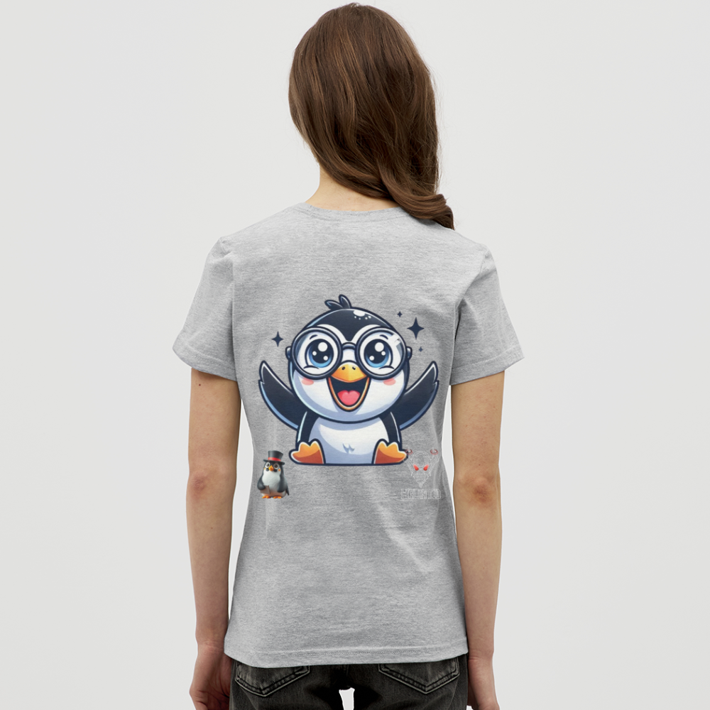Women T-Shirt KasPenguin Happy - Grau meliert