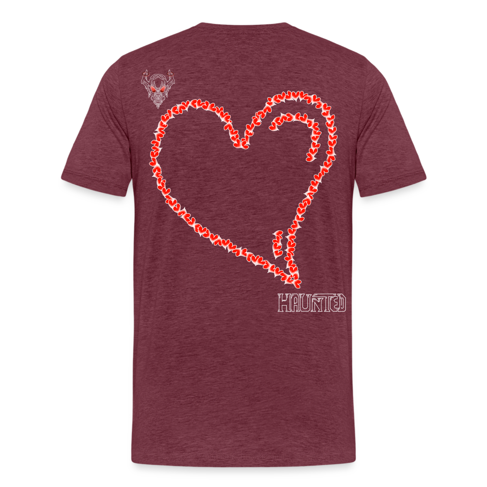 Man T-Shirt Hearts Light - Bordeauxrot meliert