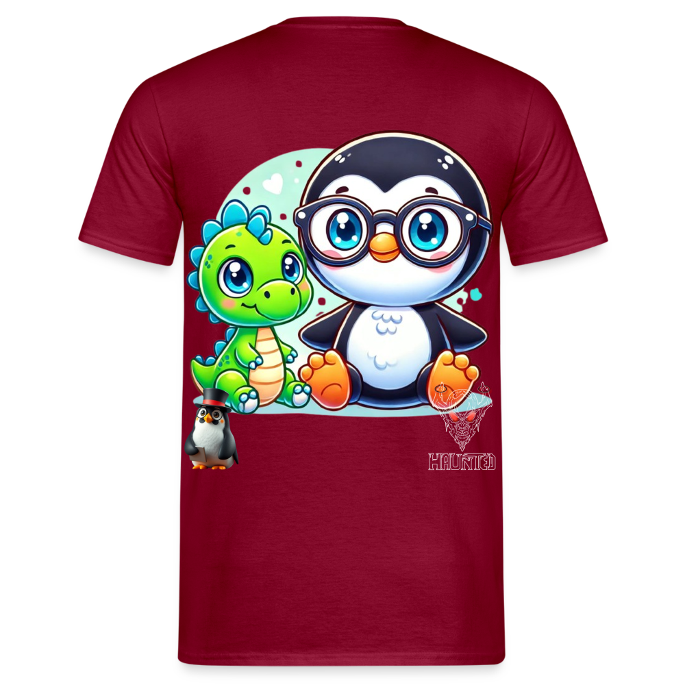 Men T-Shirt KasPenguin with Dinosaur - Ziegelrot