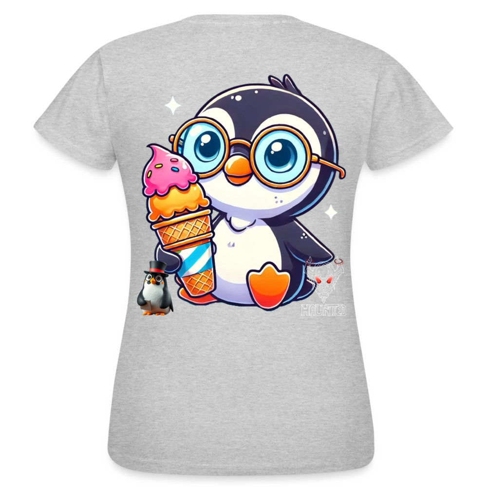 Women T-Shirt KasPenguin with Ice - Grau meliert