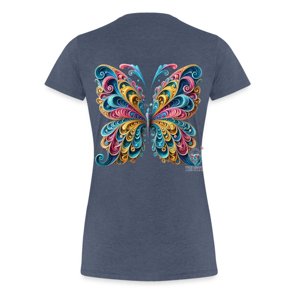Woman T-Shirt Whimsical Butterfly Harmony - Blau meliert
