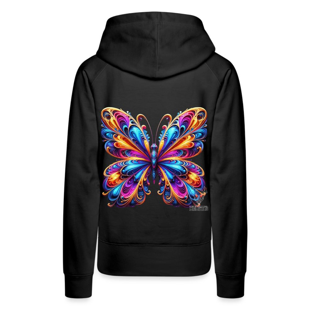 Woman Hoodie Vibrant Butterfly Elegance - Schwarz