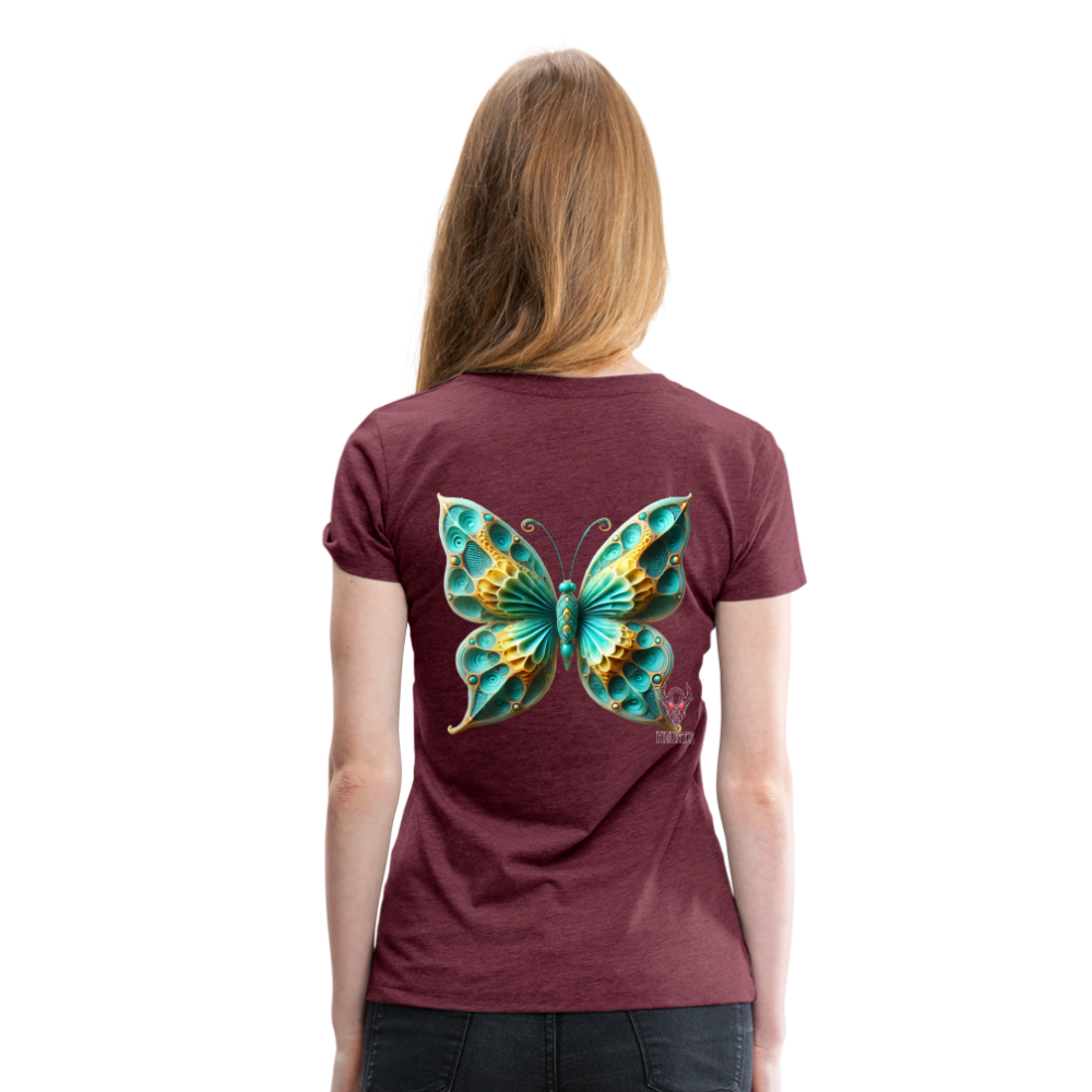 Woman T-Shirt Aqua Wing Symphony - Bordeauxrot meliert