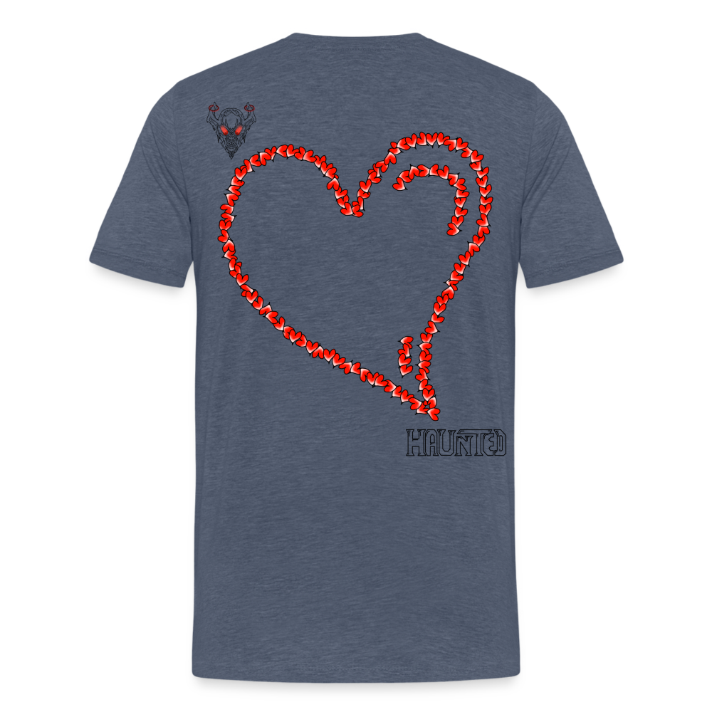 Man T-Shirt Hearts Dark - Blau meliert