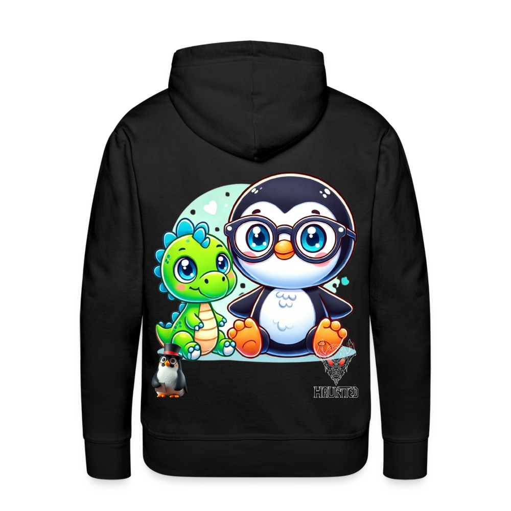 Men Hoodie KasPenguin with Dinosaur - Schwarz