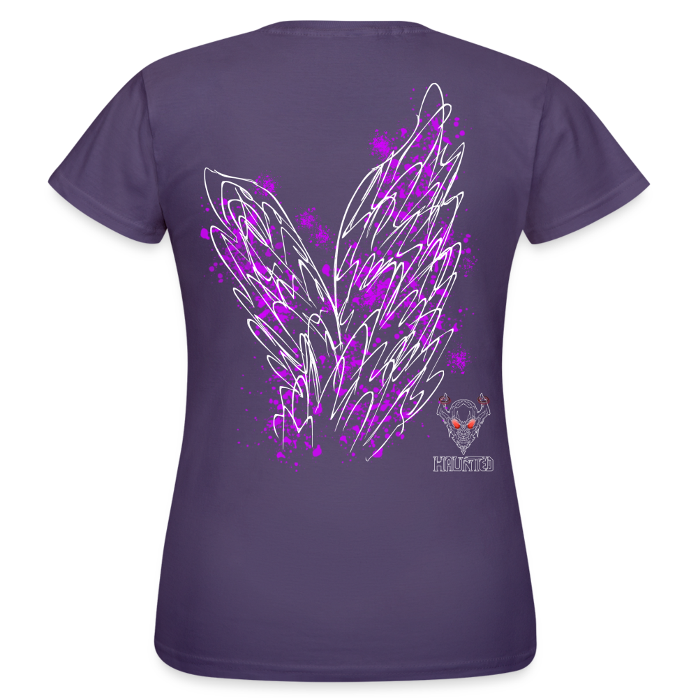 Women T-Shirt Pink Wings - Dunkellila