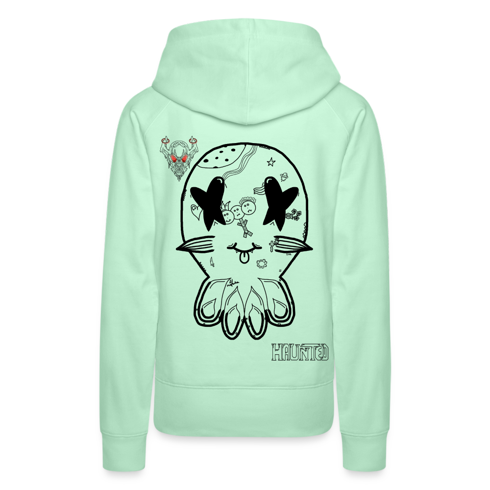 Woman Hoodie Ghost Doodle Dark - helles Mintgrün
