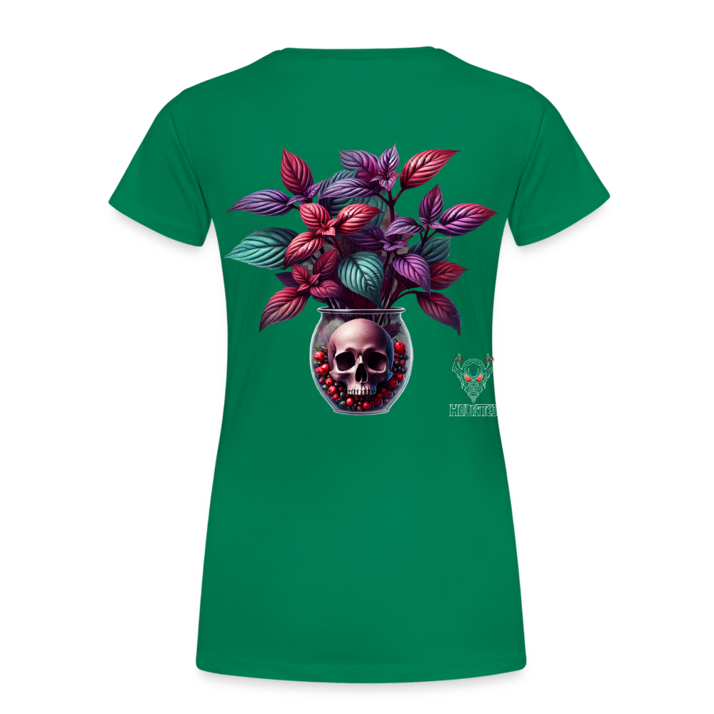 Woman T-Shirt Skull Bloom Vase - Kelly Green
