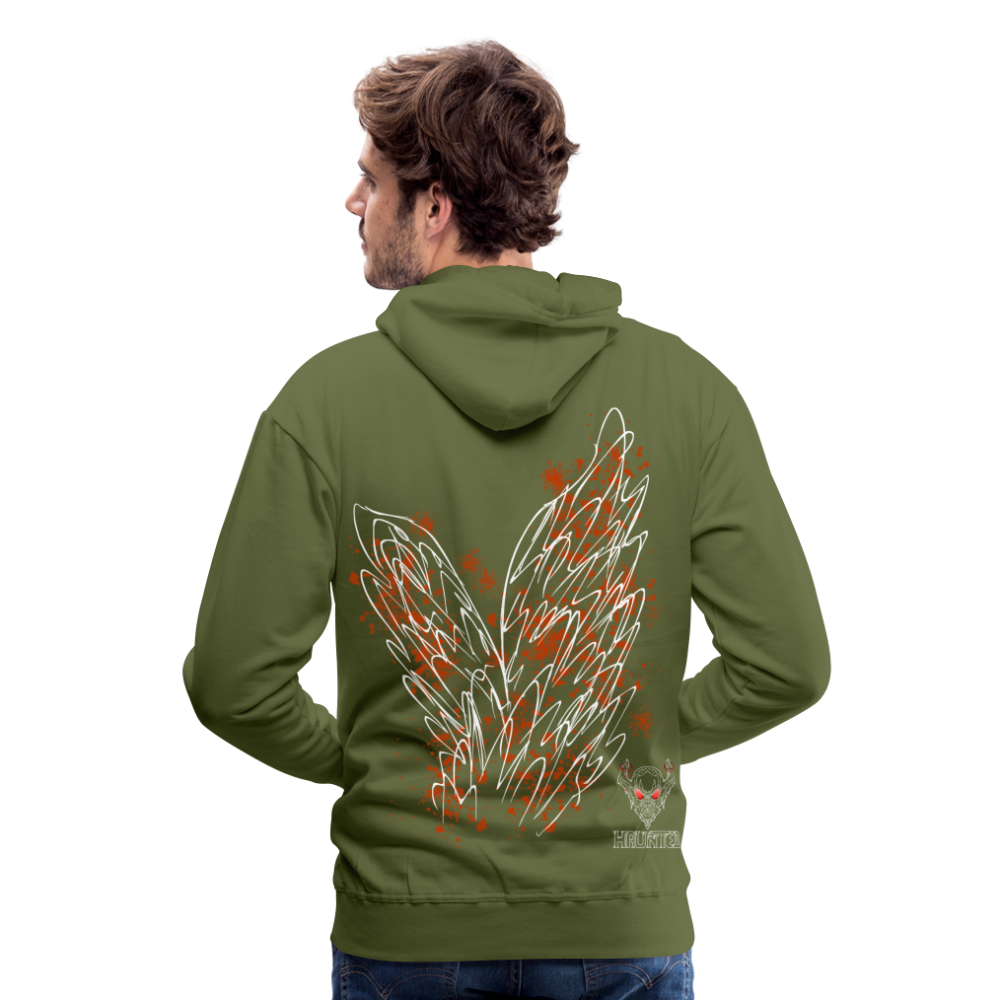 Men Hoodie Orange Wings - Olivgrün