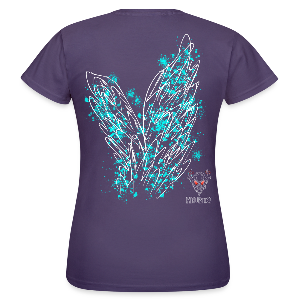 Women T-Shirt Aqua Wings - Dunkellila