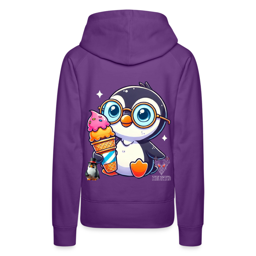 Women Hoodie KasPenguin with Ice - Purple