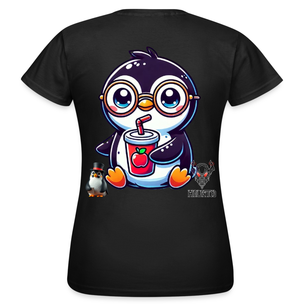 Women T-Shirt KasPenguin with Drink - Schwarz
