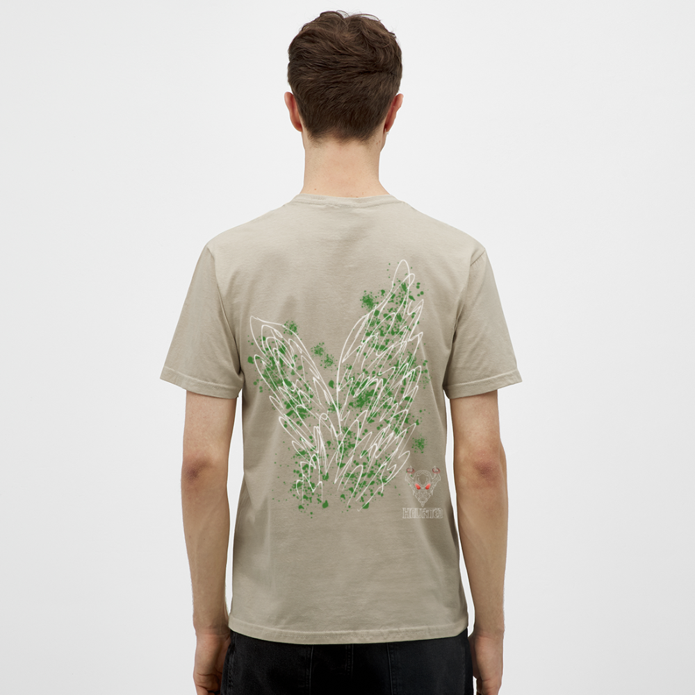 Men T-Shirt Dark Green Wings - Sandbeige