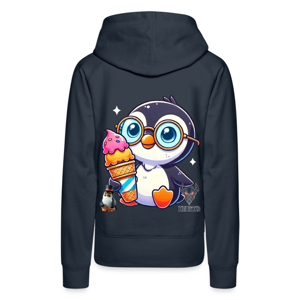 Women Hoodie KasPenguin with Ice - Navy