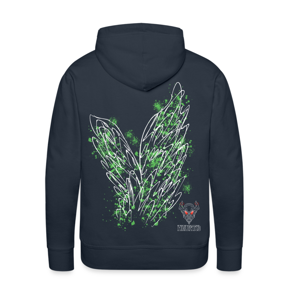 Men Hoodie Light Green Wings - Navy