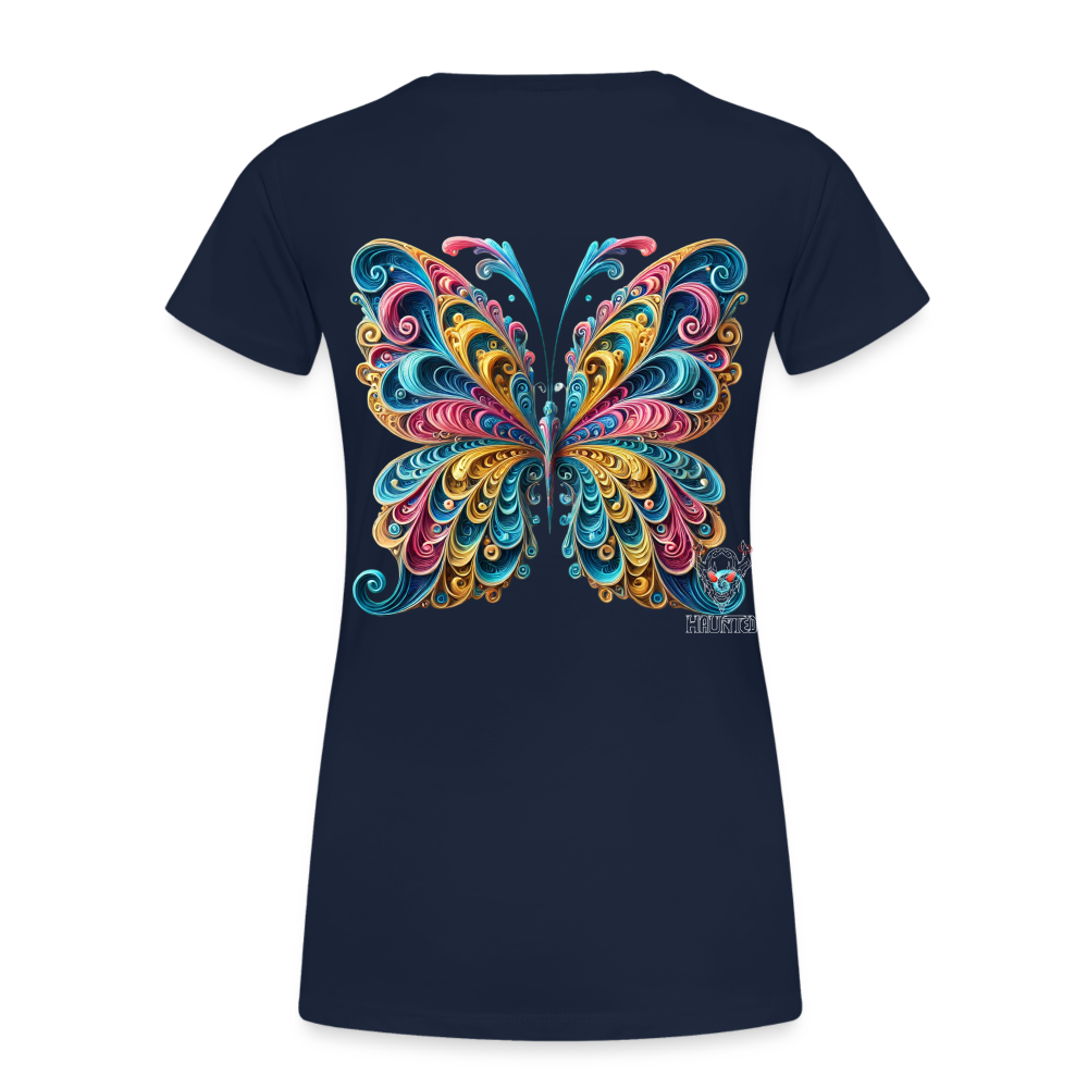 Woman T-Shirt Whimsical Butterfly Harmony - Navy