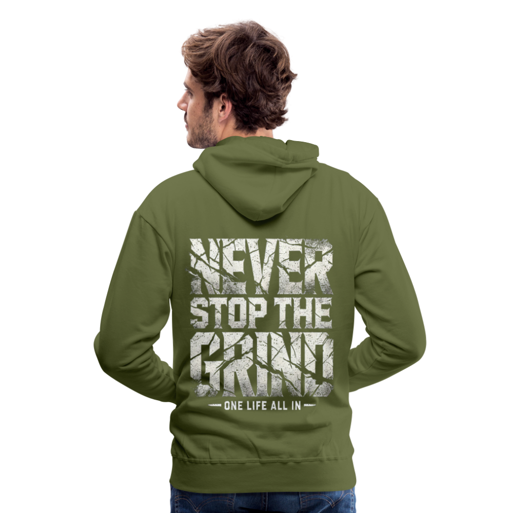 Men Hoodie Never Stop The Grind - Olivgrün