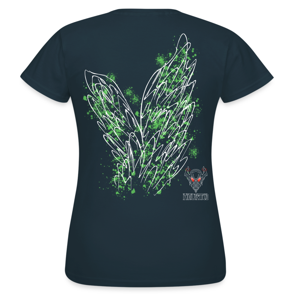 Women T-Shirt Light Green Wings - Navy