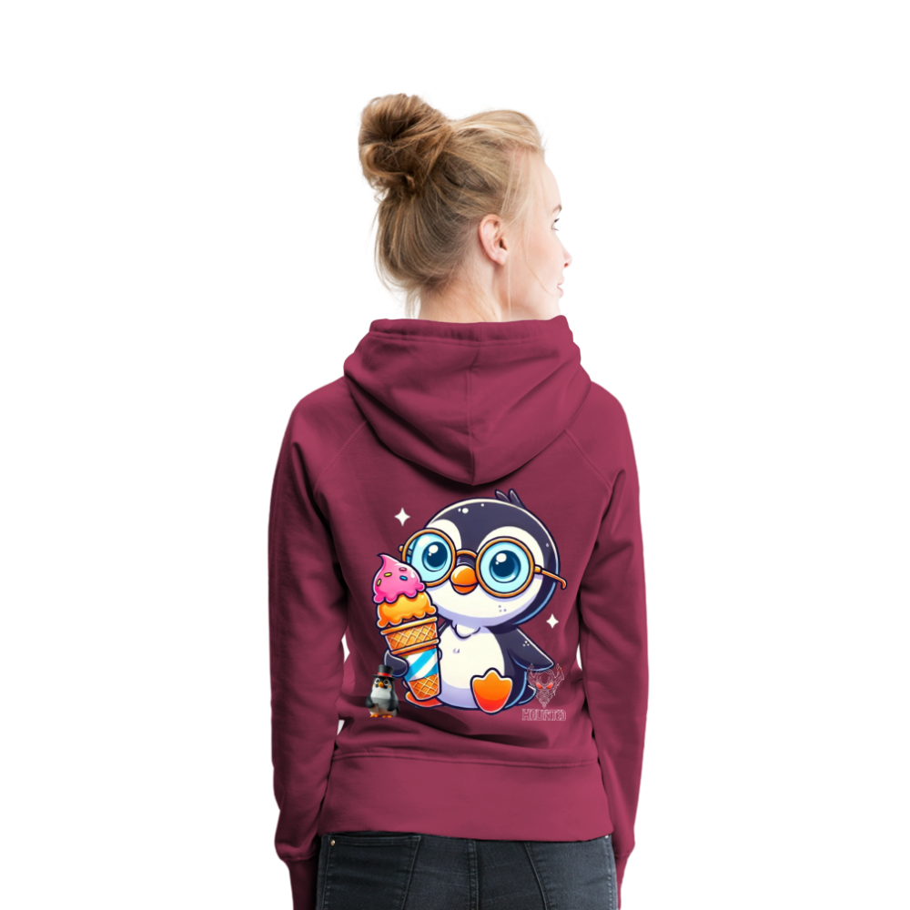 Women Hoodie KasPenguin with Ice - Bordeaux