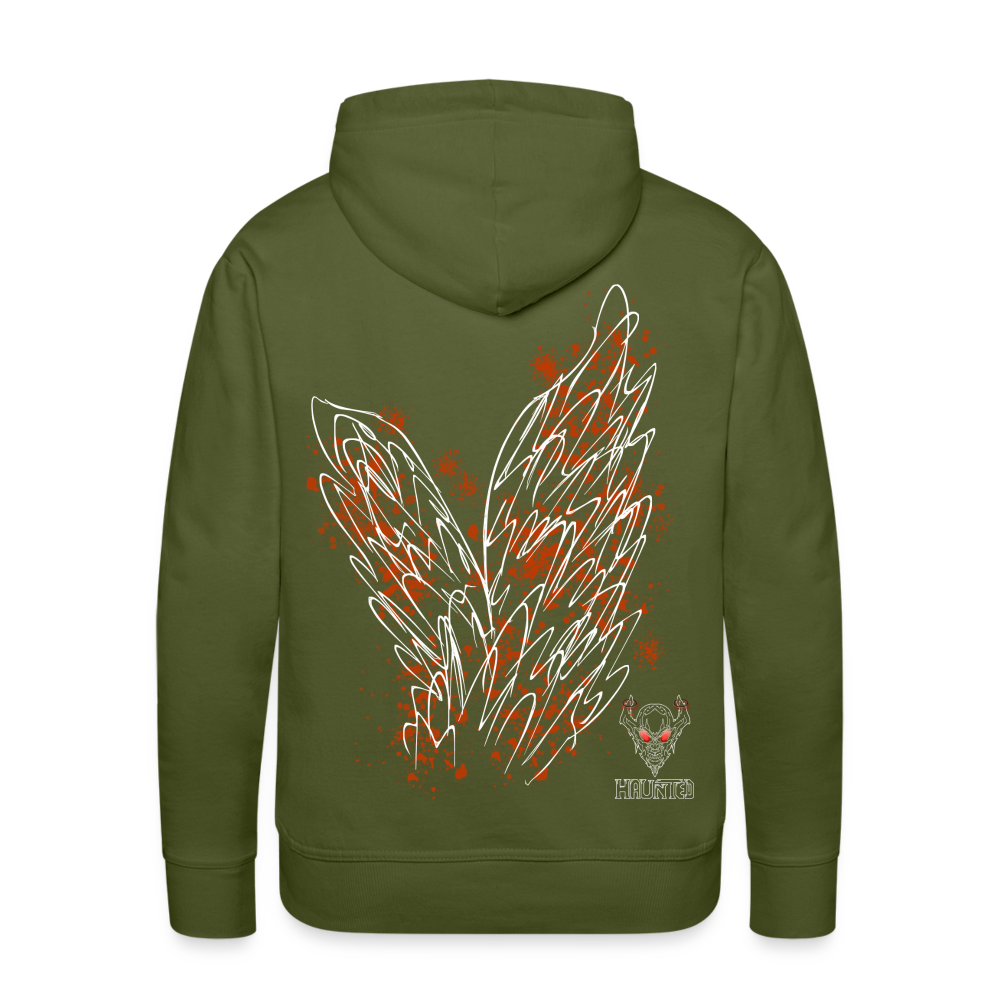 Men Hoodie Orange Wings - Olivgrün