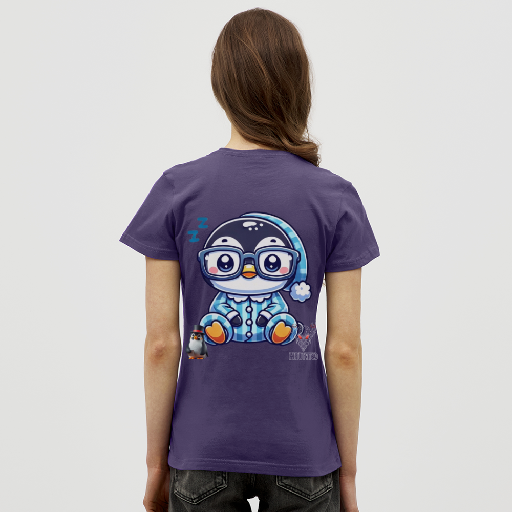 Women T-Shirt KasPenguin in Pyjama - Dunkellila