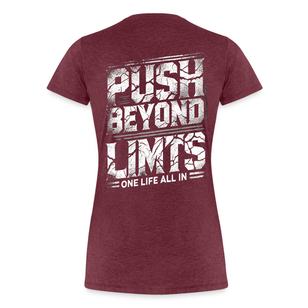 Women T-Shirt Push Beyond Limits - Bordeauxrot meliert