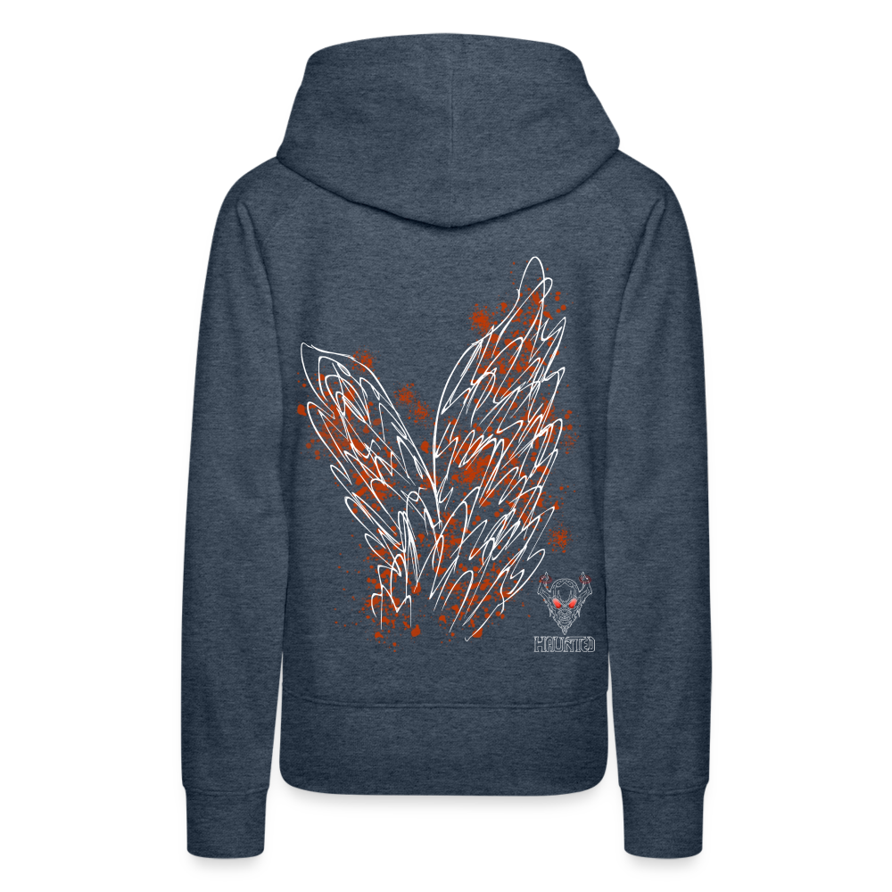 Women Hoodie Orange Wings - Jeansblau