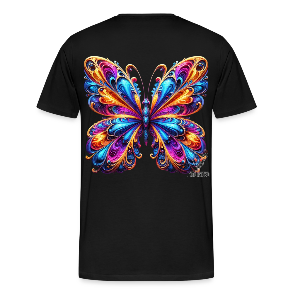Men T-Shirt Vibrant Butterfly Elegance - Schwarz