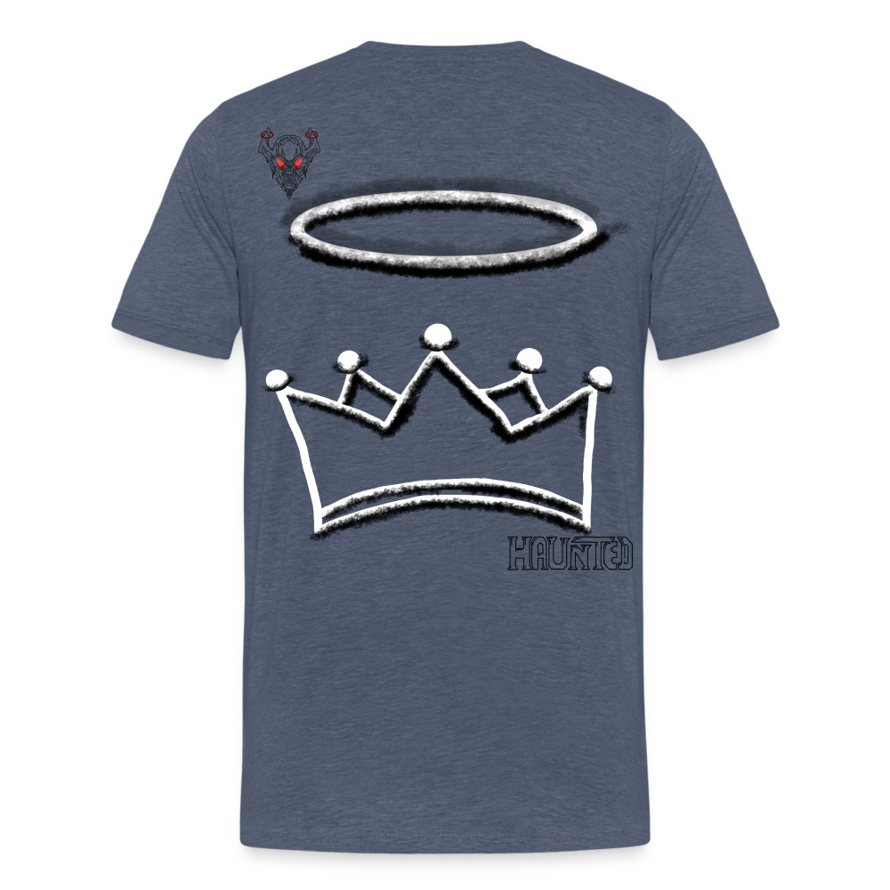 Man T-Shirt Crown and Ring Dark - Blau meliert