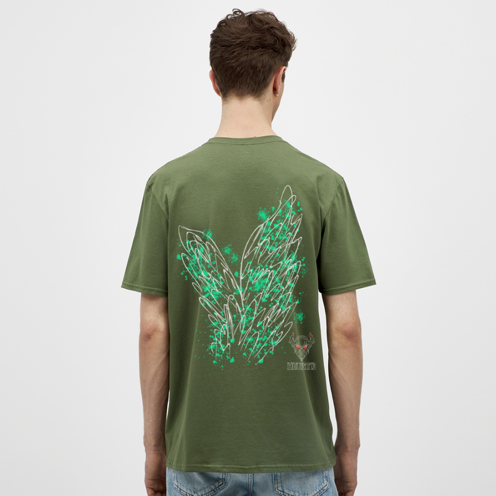 Men T-Shirt Turquoise Wings - Militärgrün