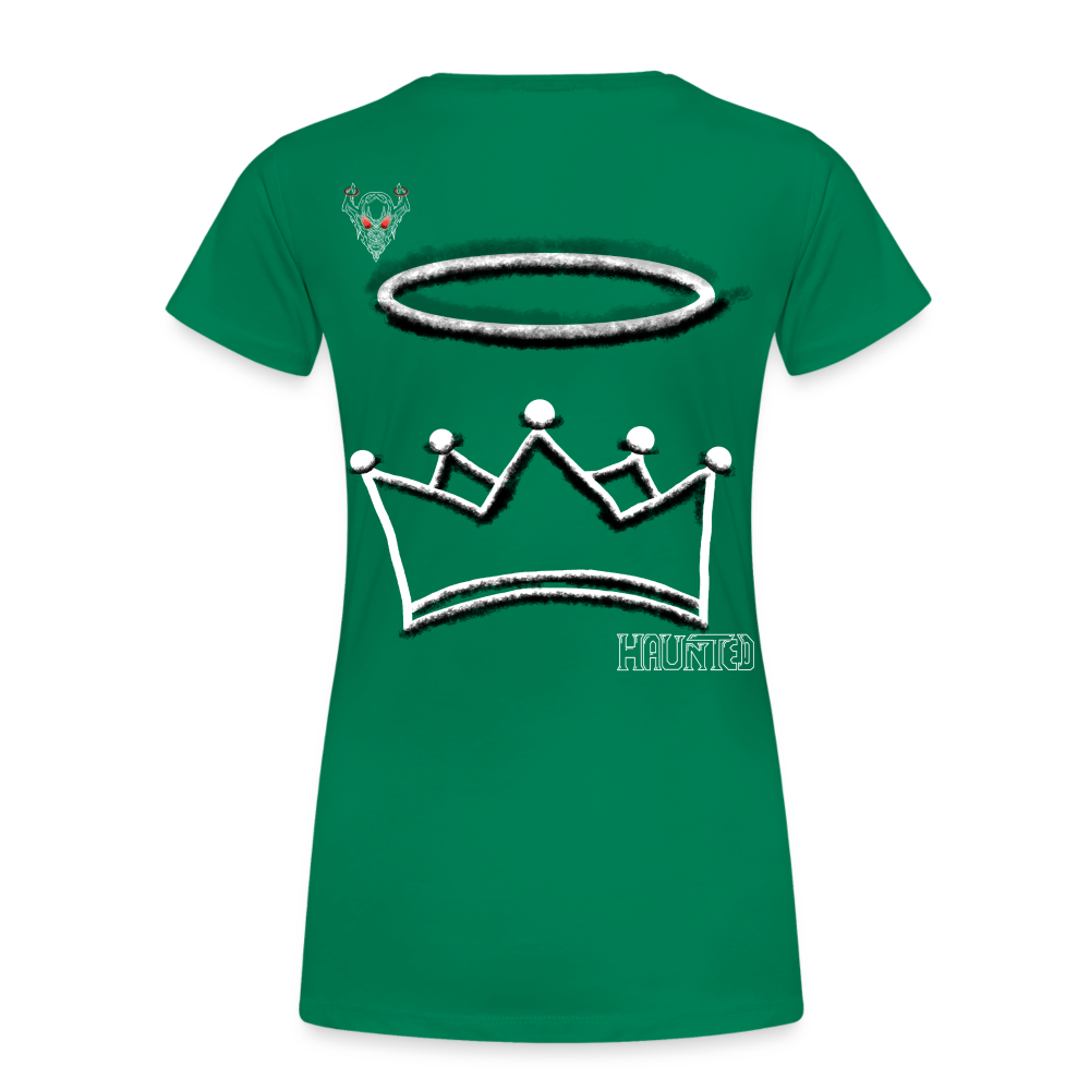 Woman T-Shirt Crown and Ring Light - Kelly Green