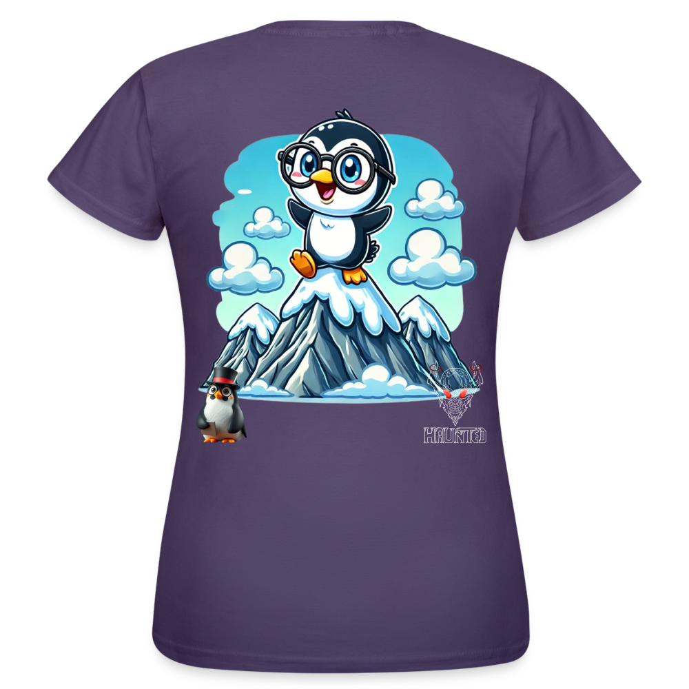 Women T-Shirt KasPenguin on Top - Dunkellila